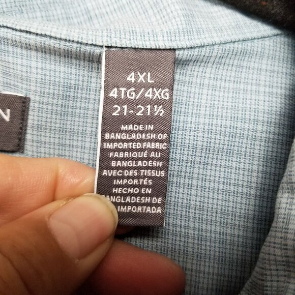 Van Heusen Shirt Mens 4XL Light Blue Plaid Short Sleeve Button Up - Picture 4 of 11